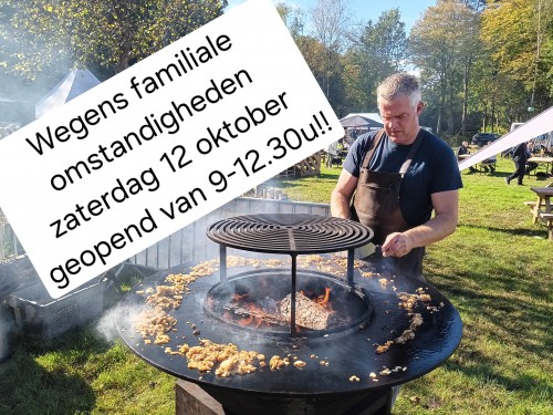 Zaterdag 12 oktober 9-12.30u geopend