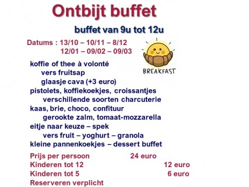 Ontbijtbuffet Winterperiode